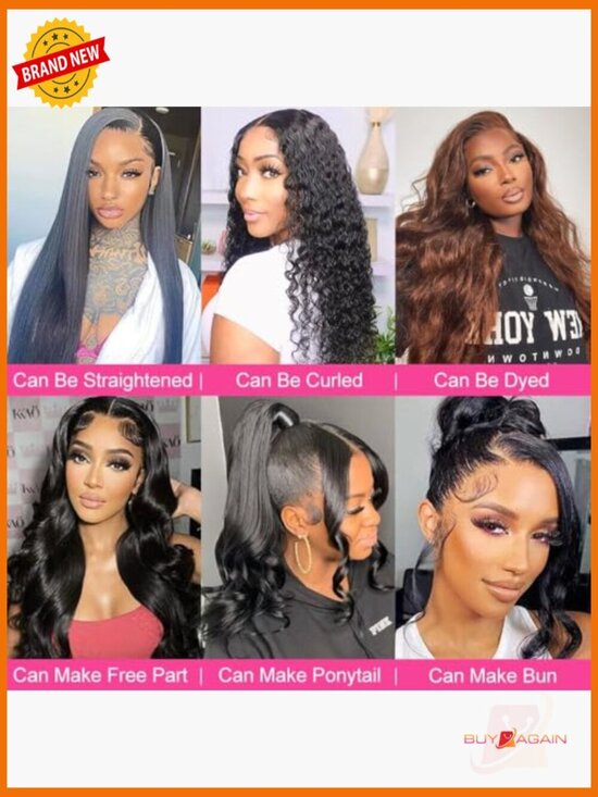 200% Density 360 Lace Front Wig Human Hair Pre Plucked Body Wave Glueless Full main image 4